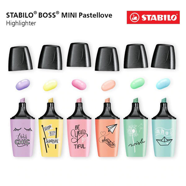 STABILO BOSS MINI HIGHLIGHTERS - PACK OF 3, PINK , BLUE & YELLOW