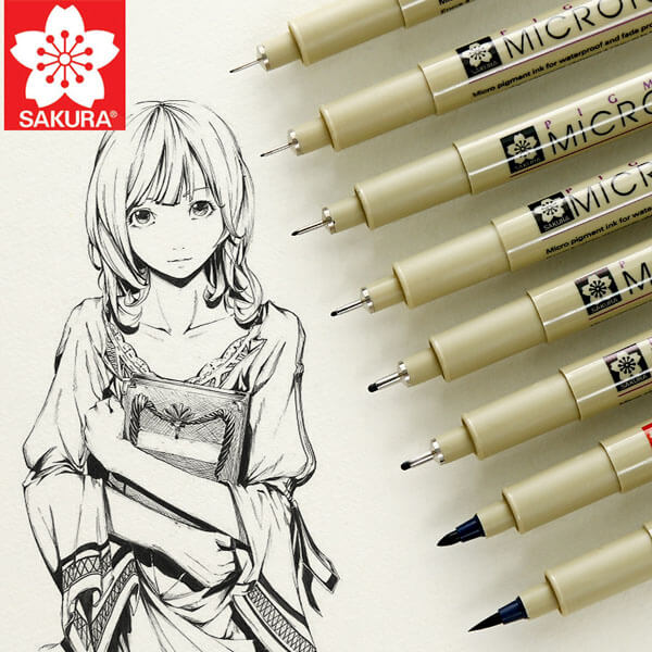 Sakura Pigma Micron Needle Pen Waterproof Fine Lines Black Sketch Marker Pen  for Design Manga Brush Drawing Manga Art Supplies