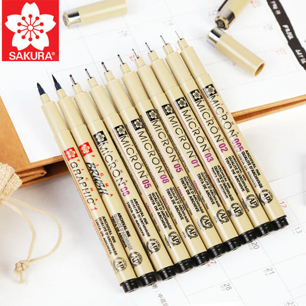 Set of Eleven Ultra Fine Tip Color Pens, Ultra Fine and Brush Tip Black  Pens | Tweets Cookie