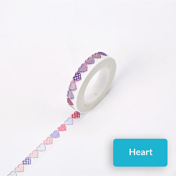White Red Heart - Washi Tape - Paper Tape - Deco Tape - Decorative
