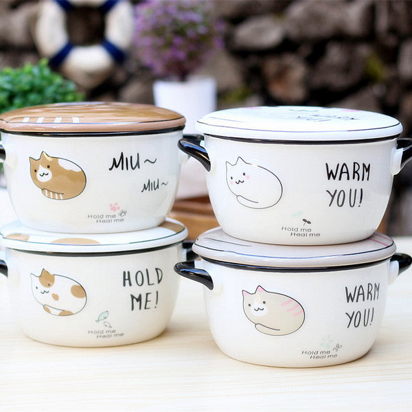 Soup Bowl SetWhite Cat Bowl + Spoon  Soup bowl set, Soup bowl, Ceramic  crock