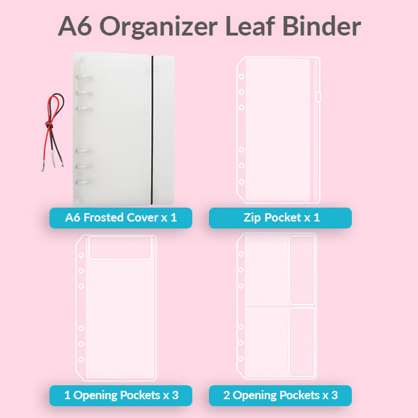 Complete Kit A6 Check Design Binder With Stickers and 6 Zip 