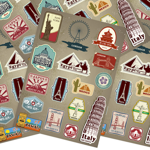 45 Pcs Luggage Stickers Sets Customized Rimowa World Landmark