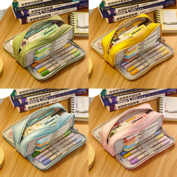 Girls Pencil Case, Cute Pouch Box Bag for Little Kids Toddlers with Zipper,  Large Capacity Crayon Pen Holder, Soft Pouches Bags for Small Kids, School