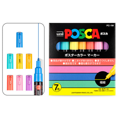 Posca Markers Extra Fine Point 1m [7 Pastel Color Set]