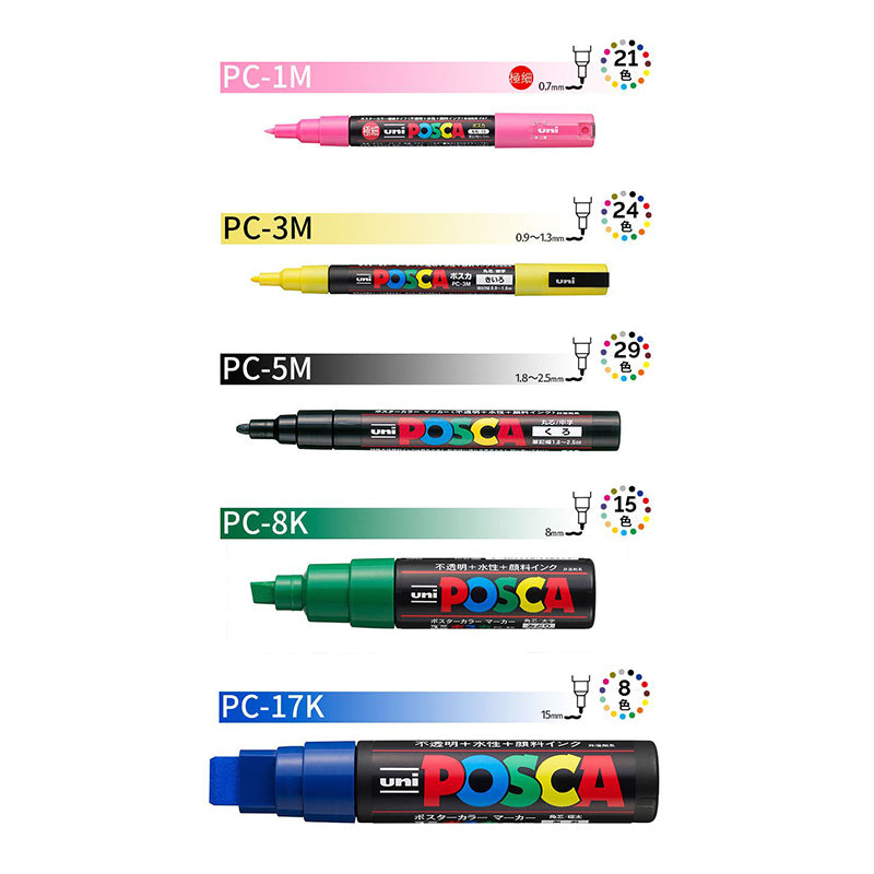  21 Posca Paint Markers, 1M Extra Fine Posca Markers with  Replaceable Tips, Posca Marker Set of Acrylic Paint Pens