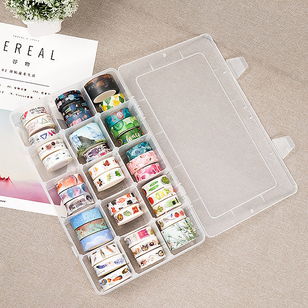 Large Grids Organizer Box for Washi Tape, 15 Compartments Storage Box,  Dividers for Ribbon, Crafts, Art Supply, Sewing by Fablise Craft