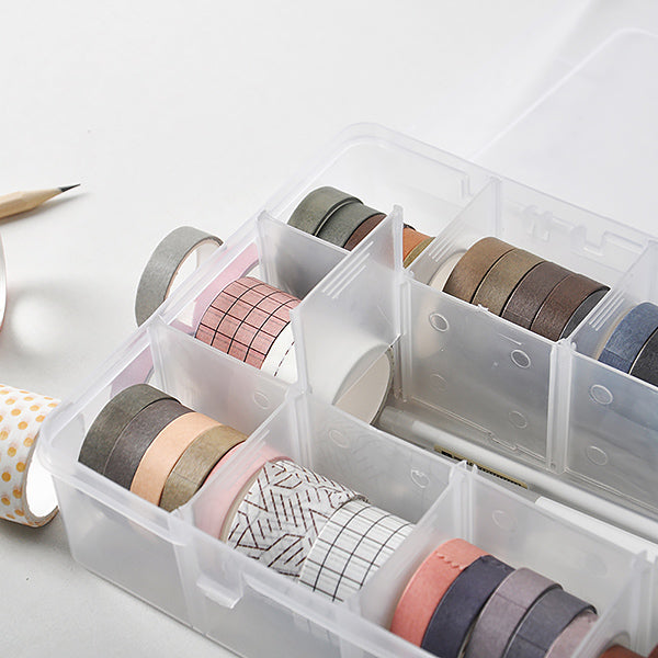 Clear Crafts Organizer Storage Box, 15 Compartments, Washi Tape