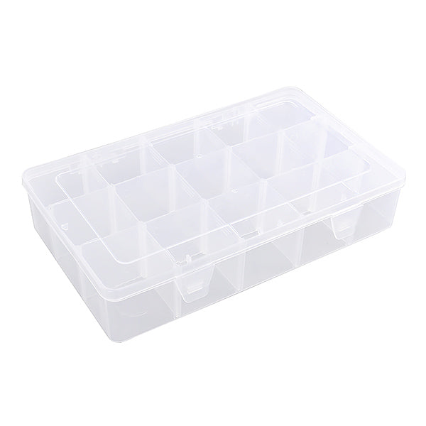 Snowkingdom Large 15 Grid Clear Organizer Box Adjustable Dividers - Plastic  Compartment Storage Container for Washi Tapes, Craft, Beads, Jewelry, Small  Parts