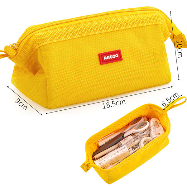 Large Wide Opening Triangular Pencil Case with Side Pockets — A Lot Mall