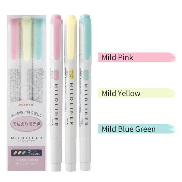 Zebra Mildliner Brush 5 Color Set Mild & Fluorescent