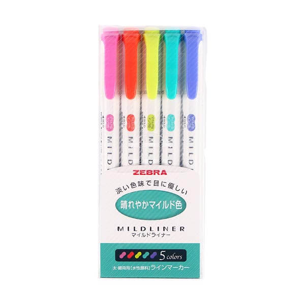 Mildliner Highlighter Markers - Set of 3 or 5 - Light Fluorescent